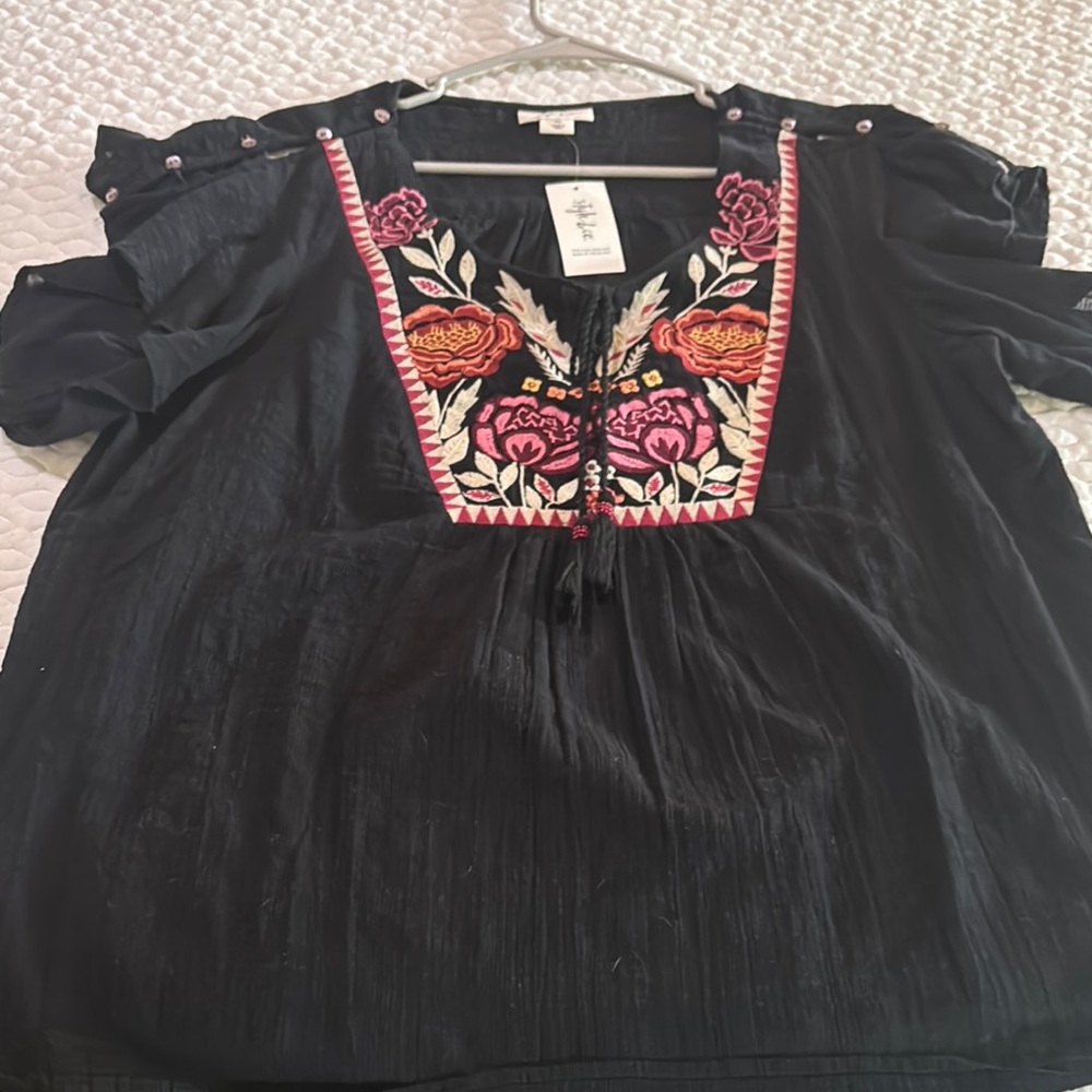 Women’s Black Embroidered Style & Co Shirt